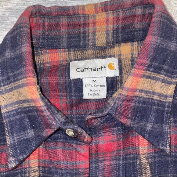 Carhartt heavy plaid flannel button down shirt sz medium​ - Picture 2 of 2